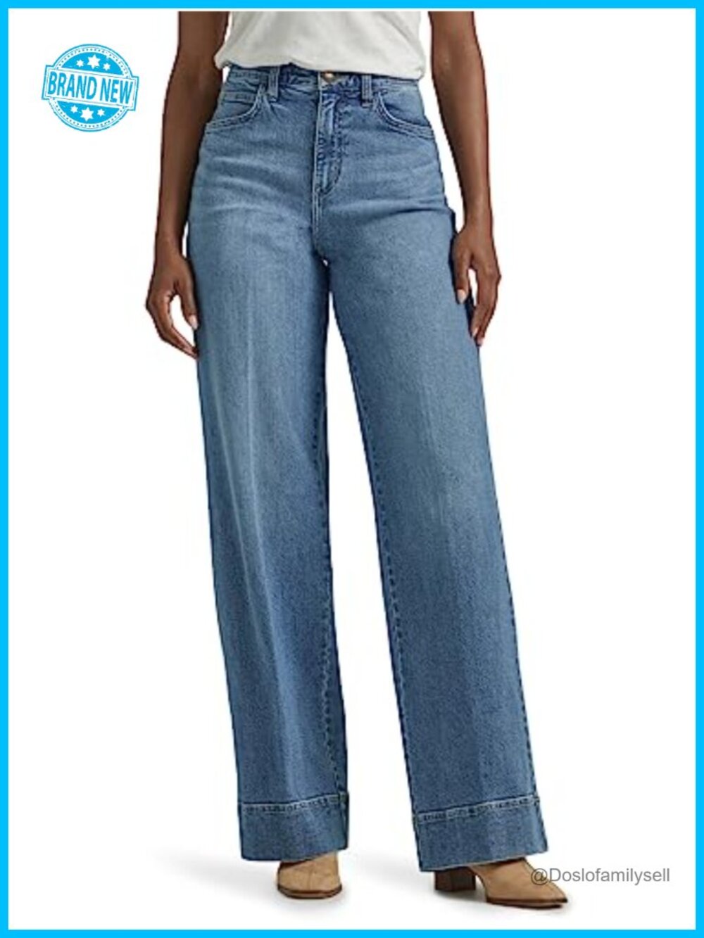 High Rise Trouser Jeans Stretch Denim Relaxed Fit Casual